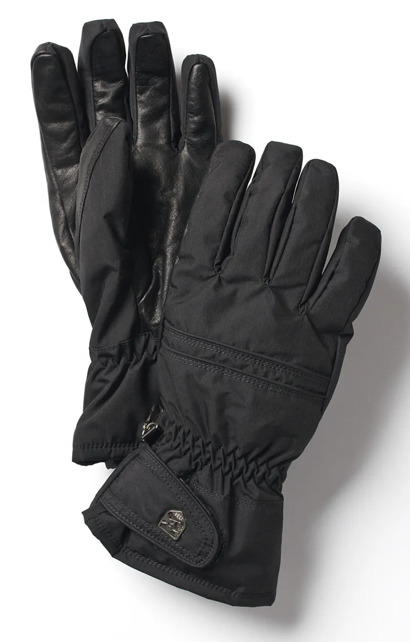 Hestra Primaloft Leather Womens Ski Gloves in Black